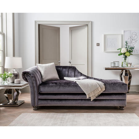 Giselle Chaise Lounger in Grey Velvet