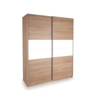 Evana Oak and White Freestanding Sliding Wardrobe