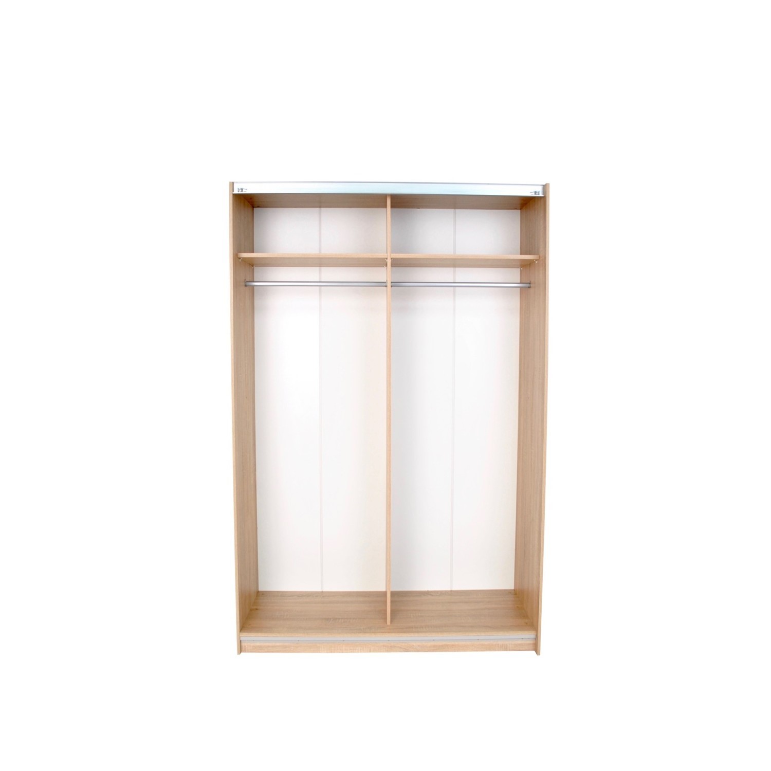 Evana Oak and White Freestanding Sliding Wardrobe Furniture123