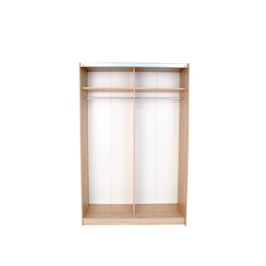 Evana Oak and White Freestanding Sliding Wardrobe