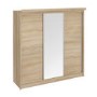 Oslo Sliding Oak & Mirrored Wardrobe with Lights - Evana