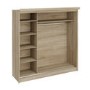 Oslo Sliding Oak & Mirrored Wardrobe with Lights - Evana