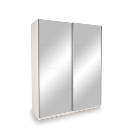 Double white deals wardrobe with mirror