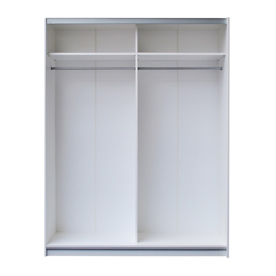 High Gloss Sliding White Wardrobe - Evana