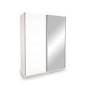 High Gloss Mirrored 2 Door Sliding White Wardrobe - Evana