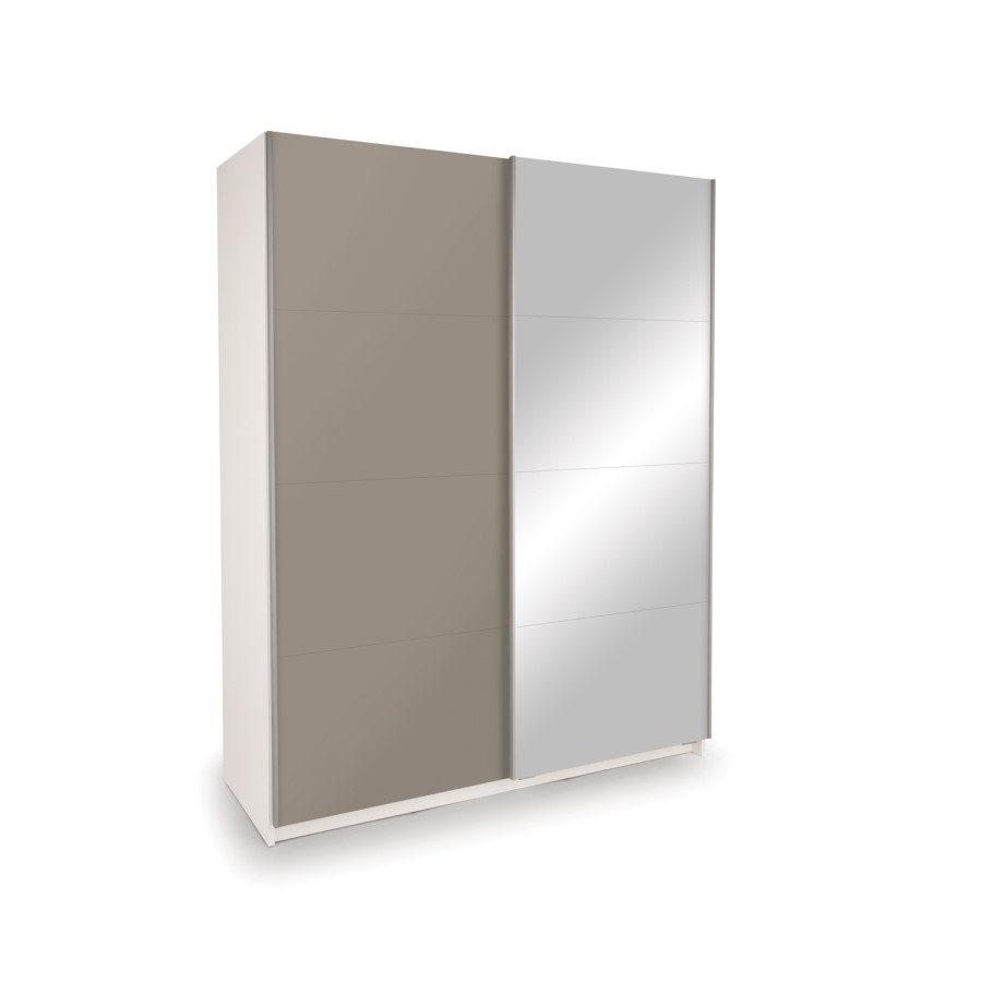 Grey Sliding Mirrored Wardrobe - Evana