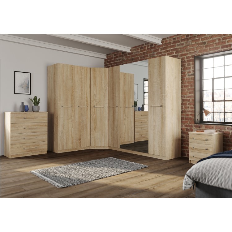 1 Door Oak Corner Wardrobe - Hampton