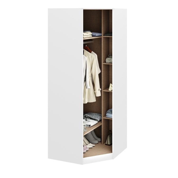 1 Door White Corner Wardrobe - Aspen