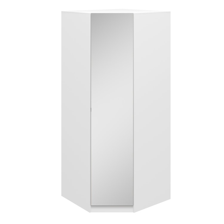 1 Door White Mirrored Corner Wardrobe - Aspen