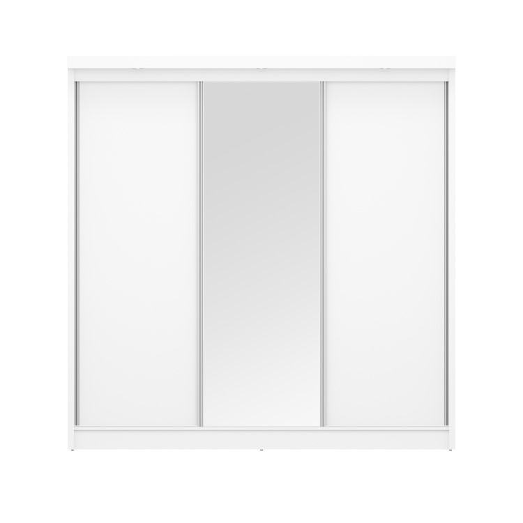 White 3 Door Sliding Mirrored Wardrobe with LED Lights - Oslo - Harmony