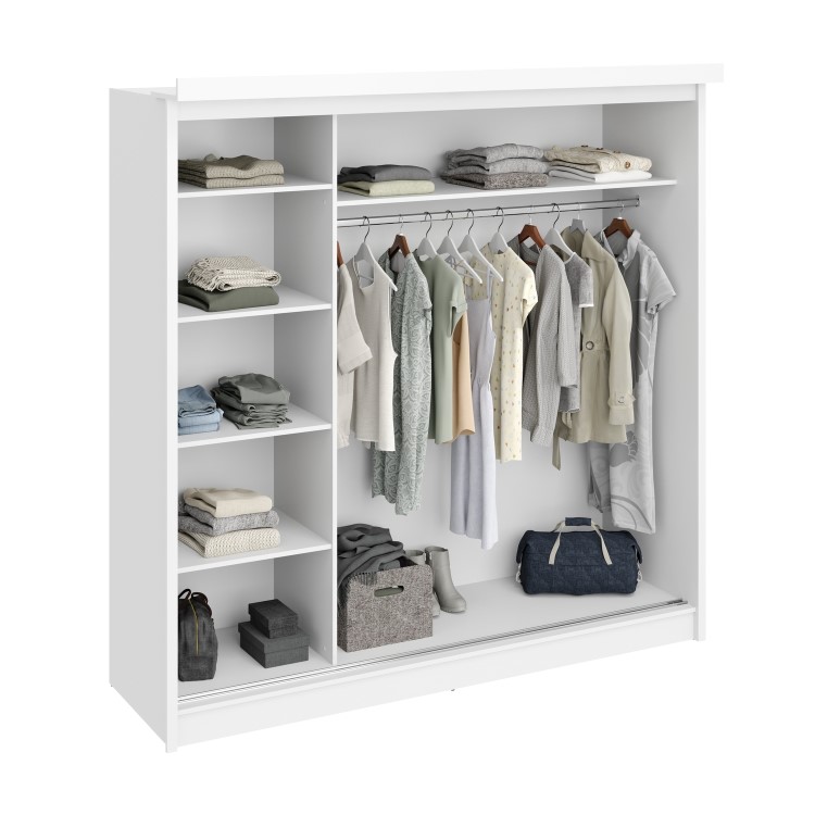 White 3 Door Sliding Mirrored Wardrobe with LED Lights - Oslo - Harmony