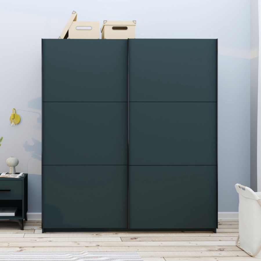 Dark Grey 2 Door Wardrobe with Sliding Doors - Norvik - Harmony