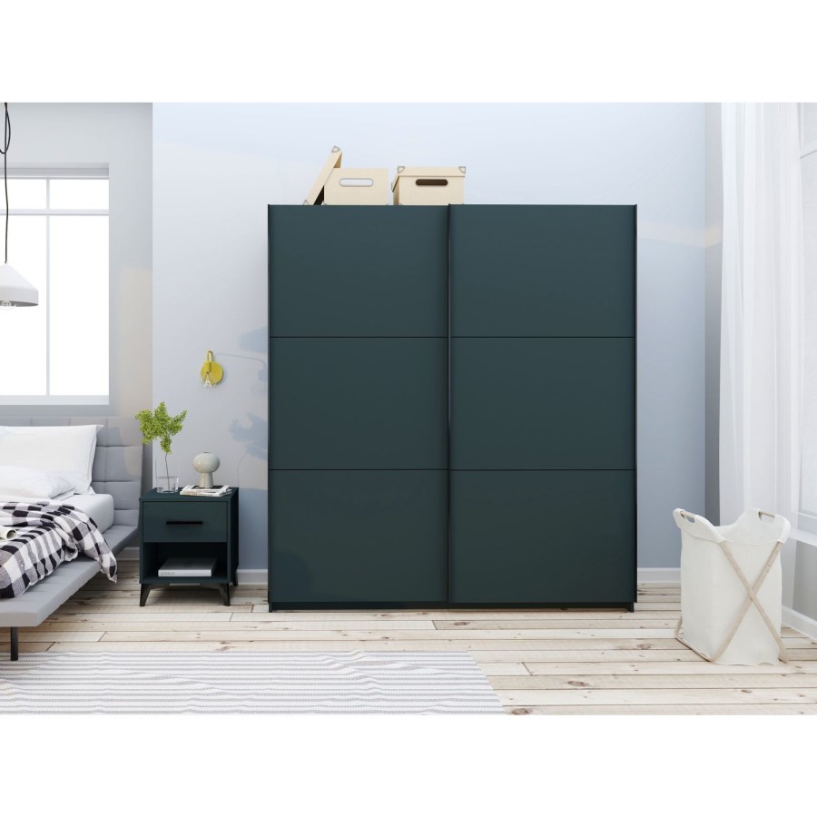 Dark Grey 2 Door Wardrobe with Sliding Doors - Norvik - Harmony