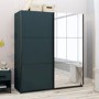 Dark Grey Sliding 2 Door Wardrobe with Mirrored Door - Norvik - Harmony