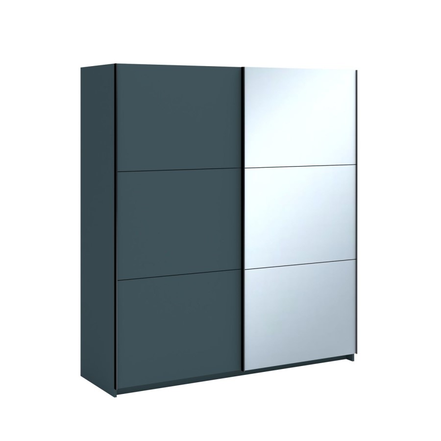 Dark Grey Sliding 2 Door Wardrobe with Mirrored Door - Norvik - Harmony