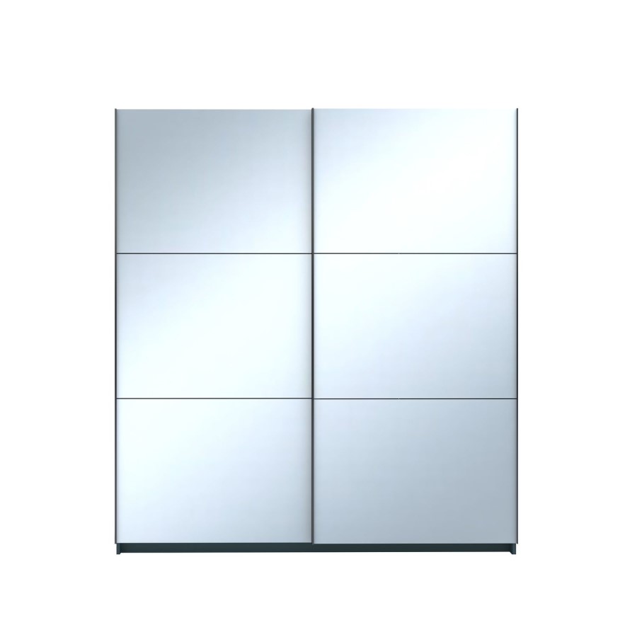 Dark Grey 2 Door Wardrobe with Sliding Mirrored Doors - Norvik - Harmony