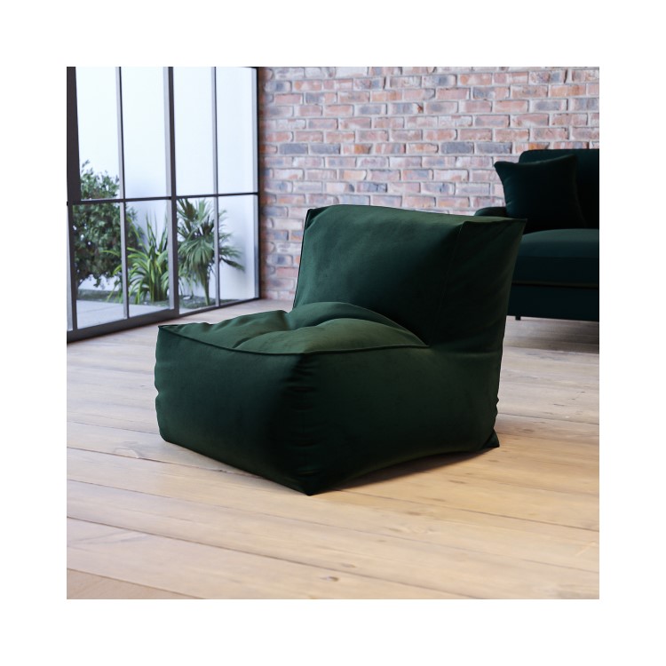 GRADE A1 - Dark Green Bean Bag Chair in Velvet- Payton