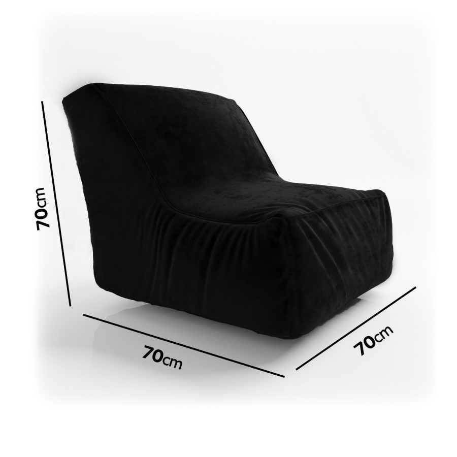 GRADE A2 - Black Bean Bag Chair in Velvet - Harlo