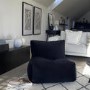 GRADE A1 - Black Bean Bag Chair in Velvet - Harlo