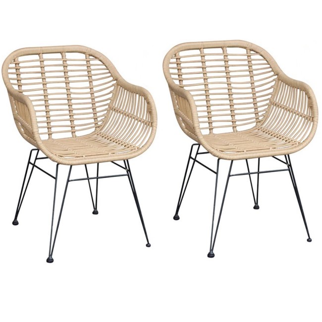 Hadley Carver Rattan Pair of Dining Chair's