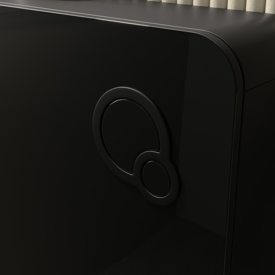 Black Glass Cabinet with Cistern & Pneumatic Dual Flush Button for Back to Wall Toilets - Hako