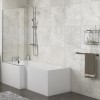 Lena Left Hand L Shape Shower Bath with Side Panel &amp; Shower Screen - 1500 x 700mm