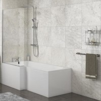Lena Left Hand L Shape Shower Bath with Side Panel & Shower Screen- 1500 x 700mm