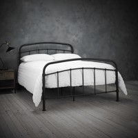 Black Metal Double Bed Frame - Halston - LPD