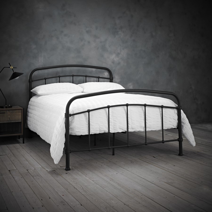 Black Metal Double Bed Frame - Halston - LPD