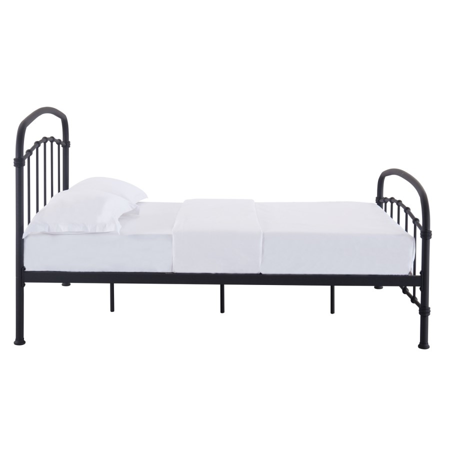 Black Metal Double Bed Frame - Halston - LPD