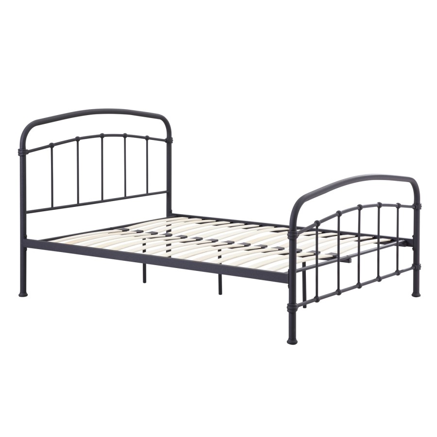 Black Metal Double Bed Frame - Halston - LPD