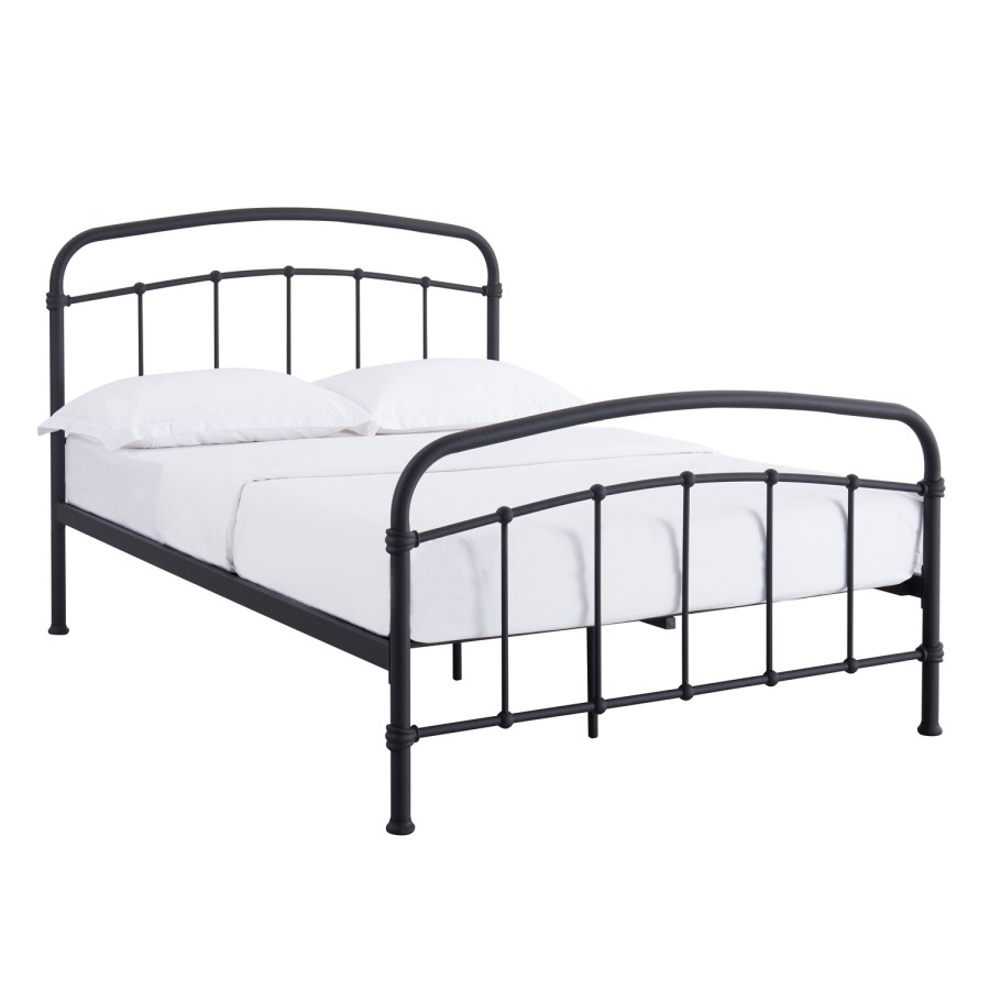 Black Metal Double Bed Frame - Halston - LPD