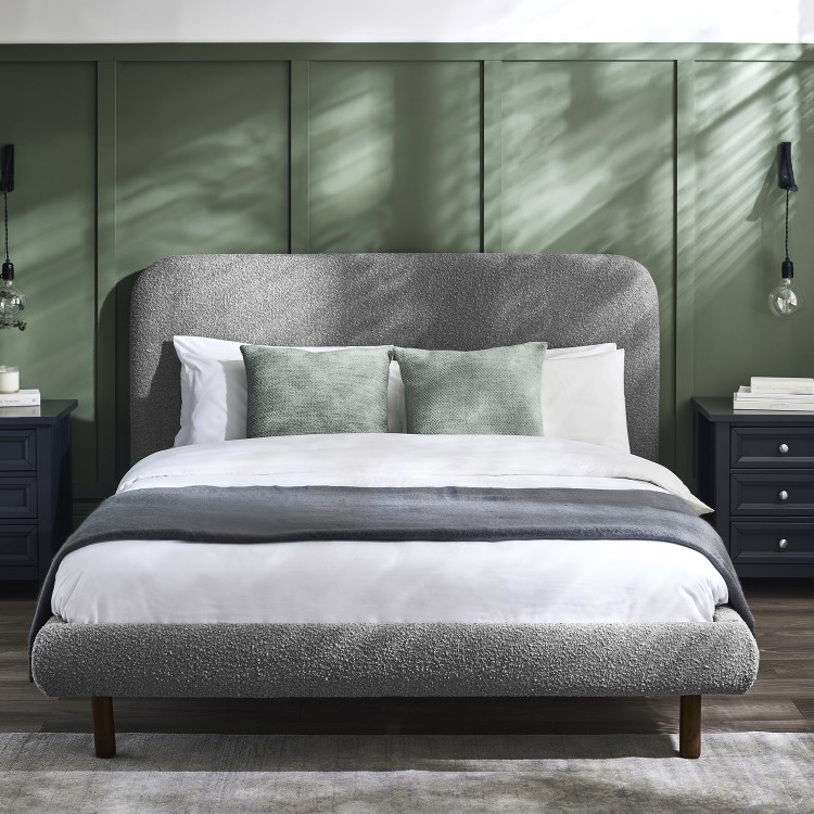 Grey Boucle Double Bed Frame - Julian Bowen