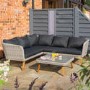 Rowlinson Rattan Garden Corner Sofa Set in Light Rattan with Dark Grey Cushions - Hanoi  Range