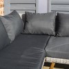 Rowlinson Rattan Garden Corner Sofa Set in Light Rattan with Dark Grey Cushions - Hanoi  Range