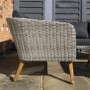Rowlinson Rattan Garden Corner Sofa Set in Light Rattan with Dark Grey Cushions - Hanoi  Range
