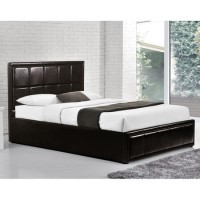 GRADE A2 - Birlea Hannover Ottoman Small Double Bed Upholstered in Brown Faux Leather