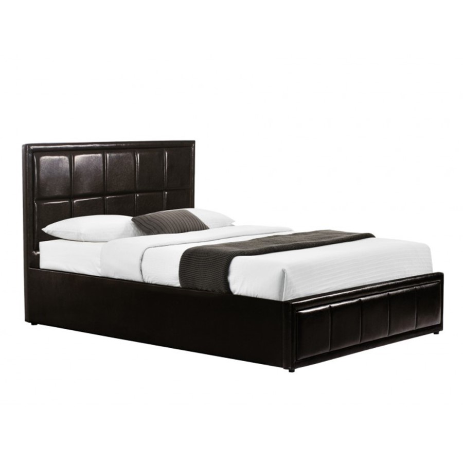GRADE A2 - Birlea Hannover Ottoman Small Double Bed Upholstered in Brown Faux Leather