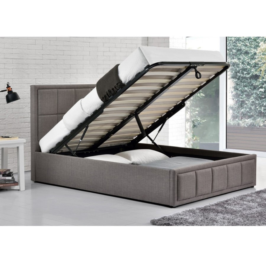 Birlea Hannover King Size Upholstered Grey Ottoman Bed 