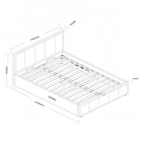 Birlea Hannover Small Double Upholstered Grey Ottoman Bed 