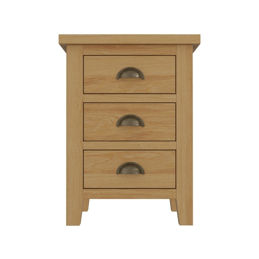 Harrington Solid Oak Bedside Table with 3 Drawers