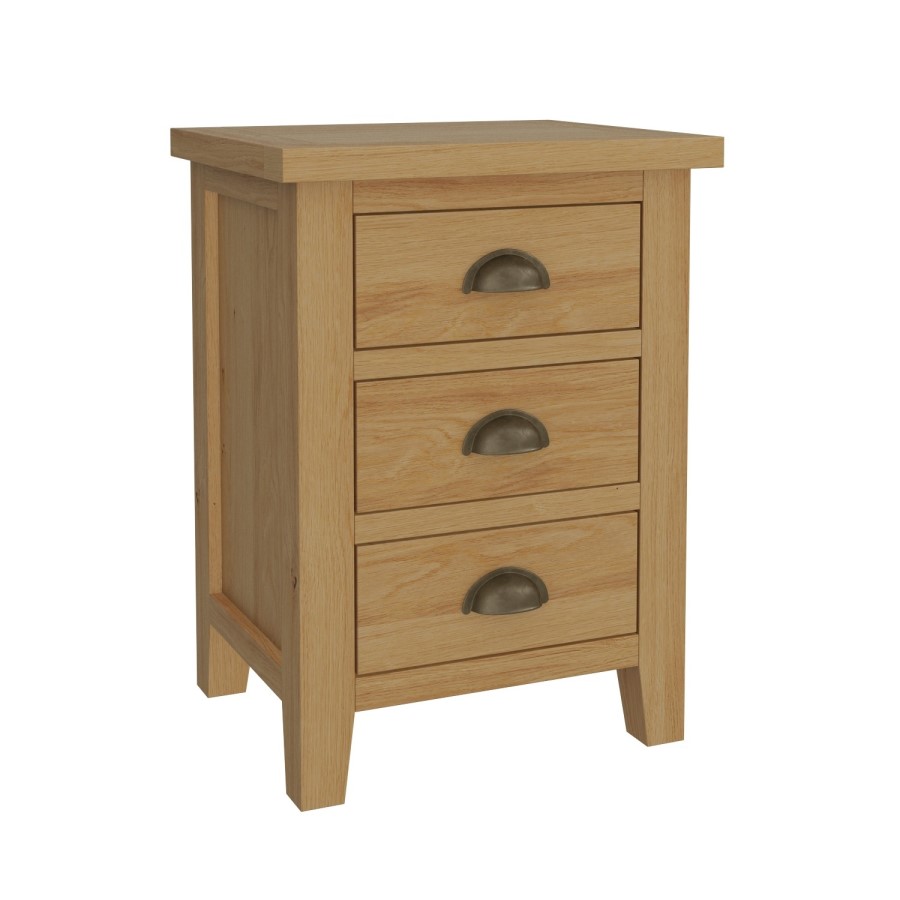 Harrington Solid Oak Bedside Table with 3 Drawers
