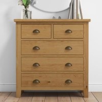 GRADE A2 - Harrington Solid Oak 3+2 Chests of Drawers
