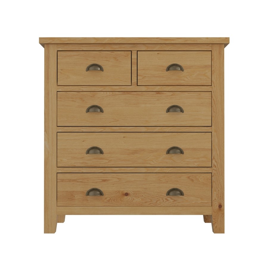 GRADE A2 - Harrington Solid Oak 3+2 Chests of Drawers