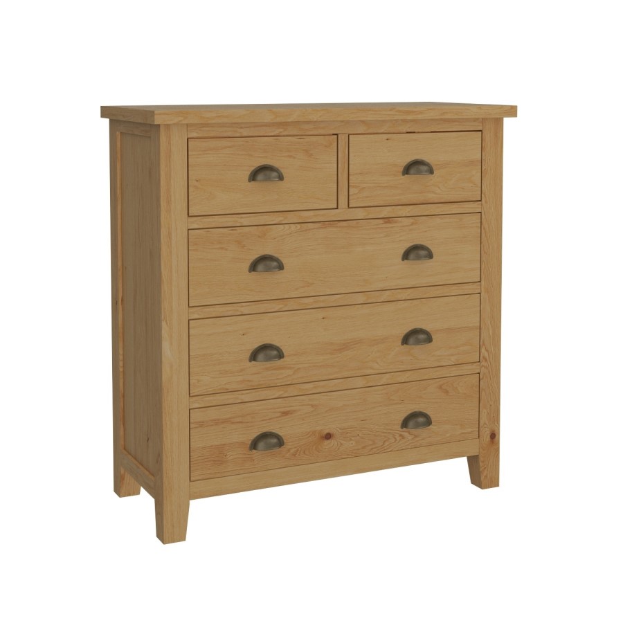 GRADE A2 - Harrington Solid Oak 3+2 Chests of Drawers