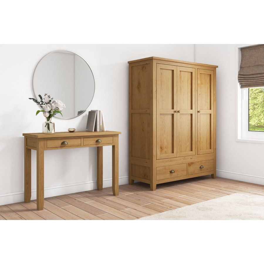 Harrington Solid Oak 2 Door 1 Drawer Wardrobe