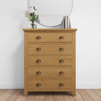 Harrington Solid Oak 5 Drawer Chest of Drawers