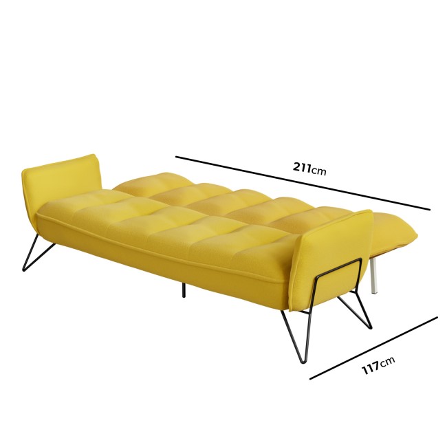 Mustard Fabric Click Clack Sofa Bed - Seats 3 - Hattie