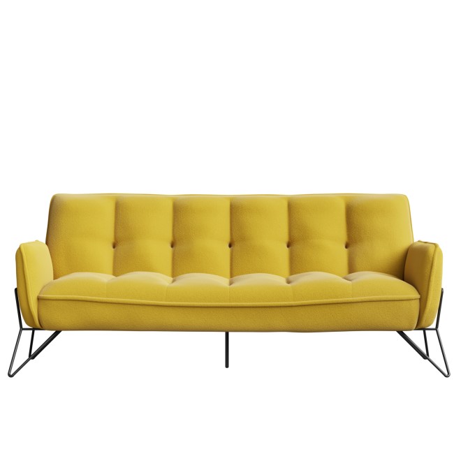 Mustard Fabric Click Clack Sofa Bed - Seats 3 - Hattie