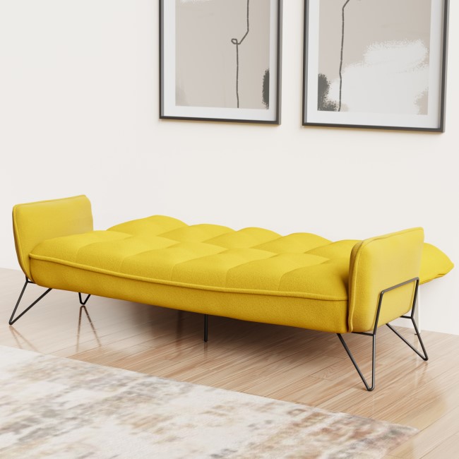 Mustard Fabric Click Clack Sofa Bed - Seats 3 - Hattie